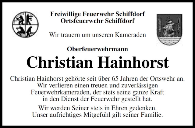 Trauer Um Oberfeuerwehrmann Christian Hainhorst